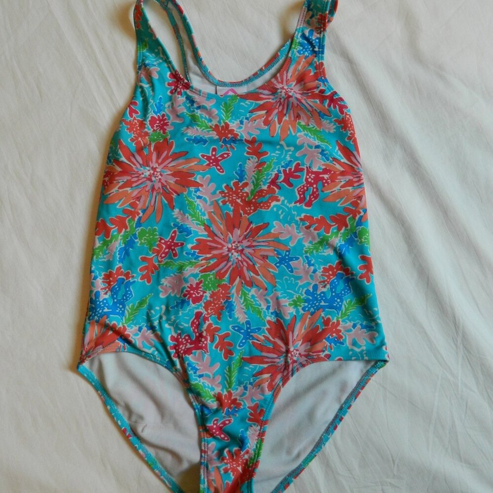 Girls size 14 Swimsuit Aqua Coral Kanu Surf